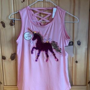 Pink Sequin Unicorn Tank Top for Kids